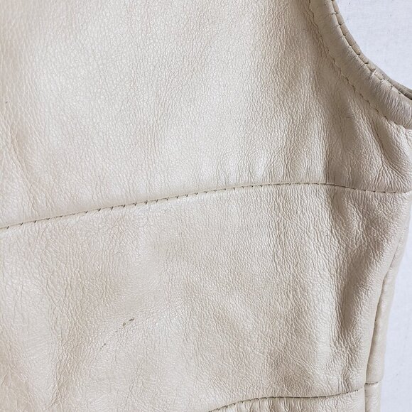 Skin Deep New Zealand Jacket Vest Lambskin Leather Shearling Quilted Cream sz M - Picture 10 of 11